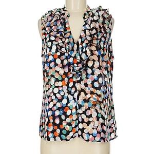 CABI: Colorful Polka Dot Ruffle Blouse